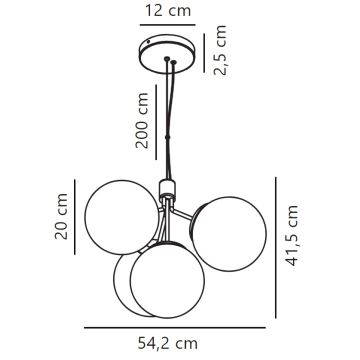 Nordlux - Lustra ar auklu IVONA 4xE27/28W/230V melna