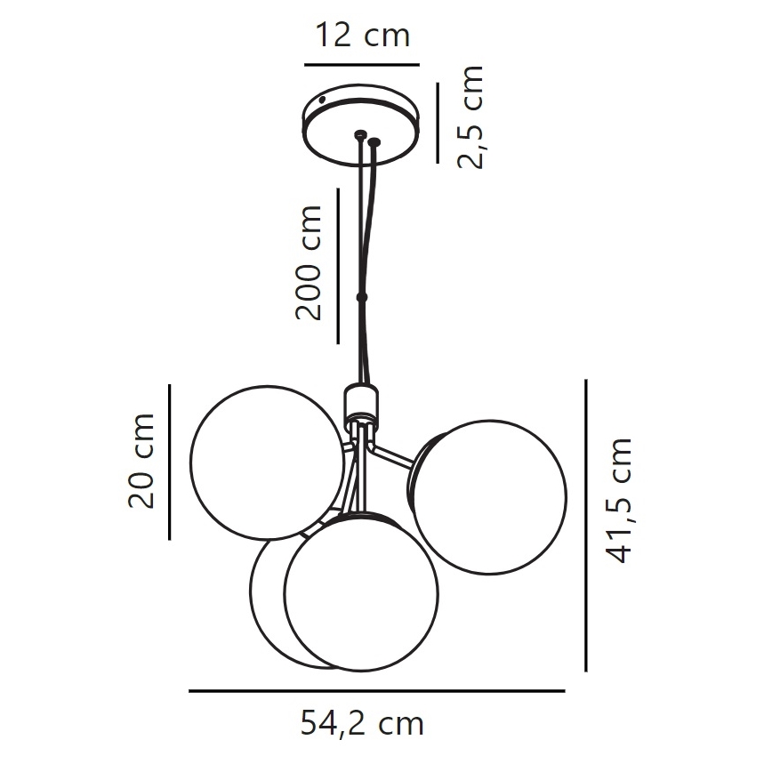 Nordlux - Lustra ar auklu IVONA 4xE27/28W/230V melna