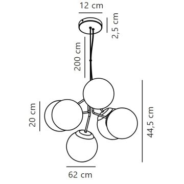 Nordlux - Lustra ar auklu IVONA 6xE27/28W/230V melna