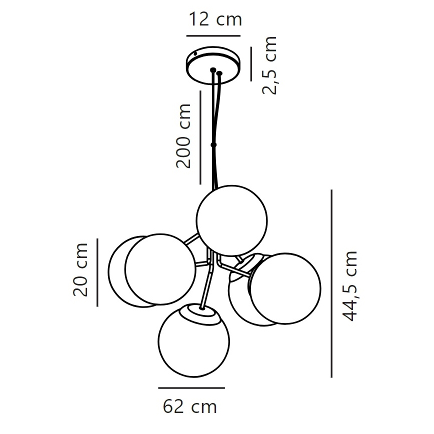 Nordlux - Lustra ar auklu IVONA 6xE27/28W/230V melna