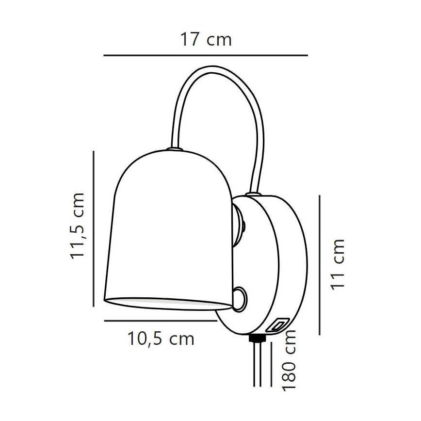 Nordlux - Sienas starmetis ar USB port ANGLE 1xGU10/25W/230V balta