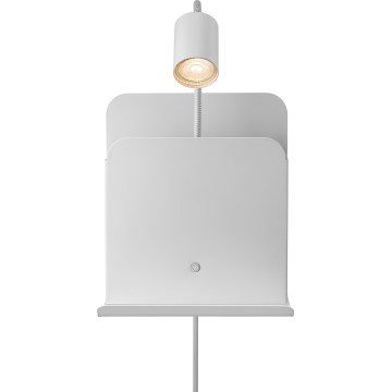 Nordlux - Sienas starmetis ar plauktu un USB ROOMI 1xGU10/8W/230V balta