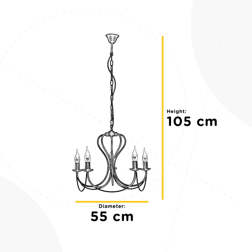 ONLI - Lustra ar ķēdi CANDELA 5xE14/6W/230V balta