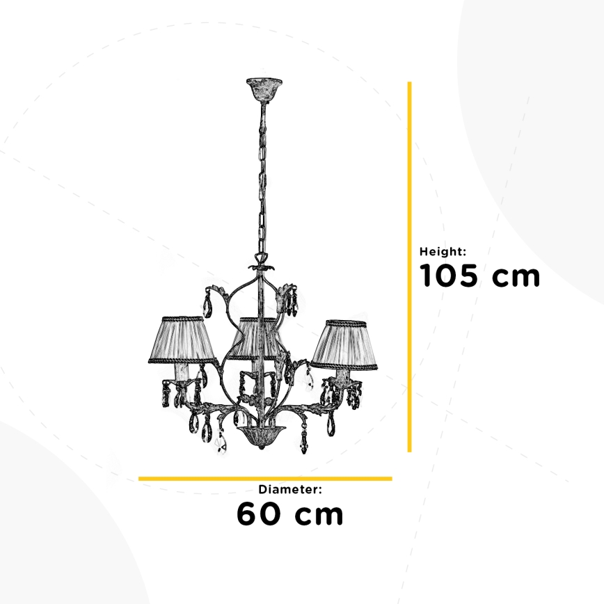 ONLI - Lustra ar ķēdi KAREN 3xE14/6W/230V balta