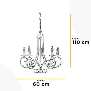 ONLI - Lustra ar ķēdi POMPEI 5xE14/6W/320V melna