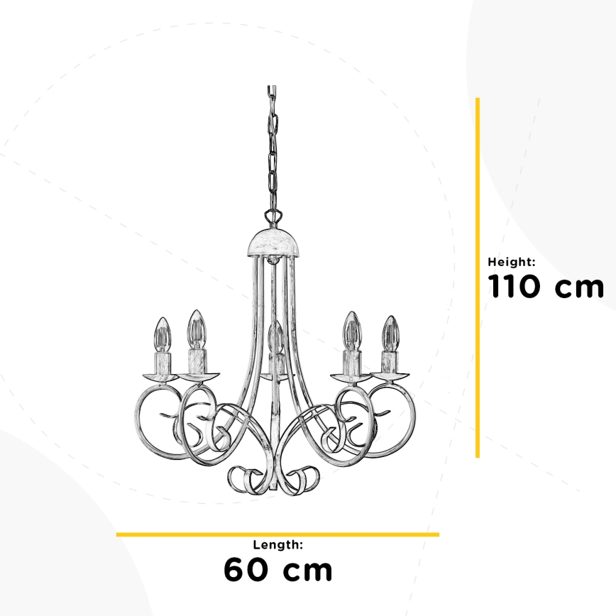 ONLI - Lustra ar ķēdi POMPEI 5xE14/6W/320V melna