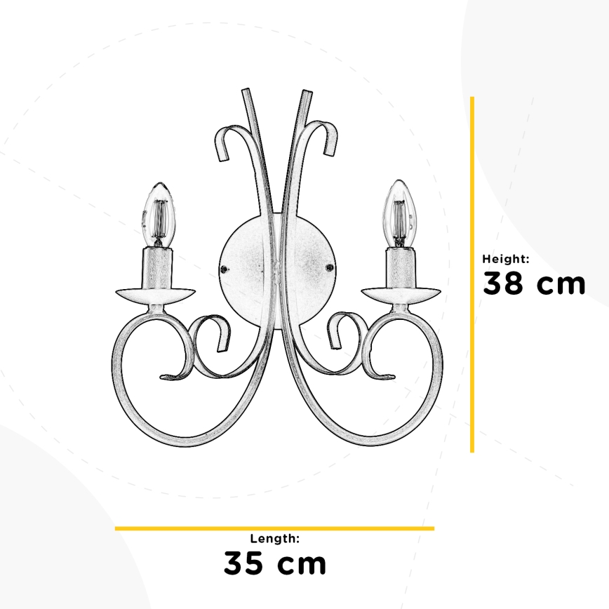 ONLI - Sienas lampa POMPEI 2xE14/6W/230V melna