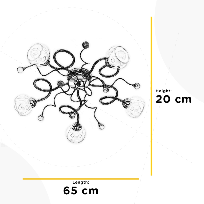 ONLI - Virsapmetuma lustra WENDY 5xE14/6W/230V spīdīgi hromēts