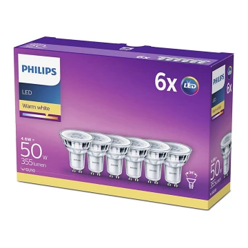 PACK 6x LED Spuldze Philips GU10/4,6W/230V 2700K