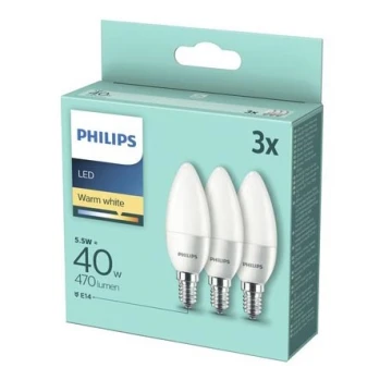 PAKA 4x LED Spuldze Philips B35 E14/5.5W/230V 2,700K