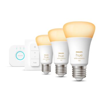 Pamata komplekts Philips Hue White Ambiance 3xE27/8W 2200-6500K + ierīce savienojumam un tālvadības pults