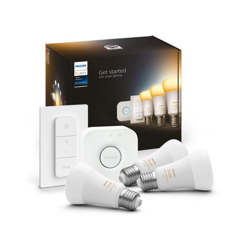 Pamata komplekts Philips Hue White Ambiance 3xE27/8W 2200-6500K + ierīce savienojumam un tālvadības pults