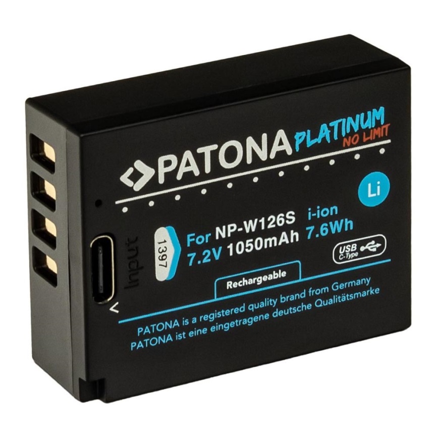 PATONA - Akumulators Fuji NP-W126S 1050mAh Li-Ion Platinum USB-C lādētāju
