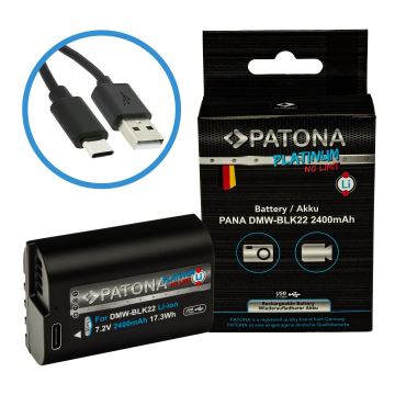 PATONA - Akumulators Panasonic DMW-BLK22 2400mAh Li-Ion Platinum USB-C lādētāju