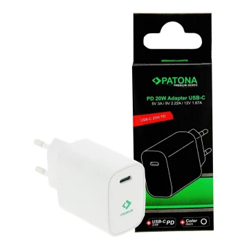 PATONA - Lādēšanas adapteris USB-C Power delivery 20W/230V balta