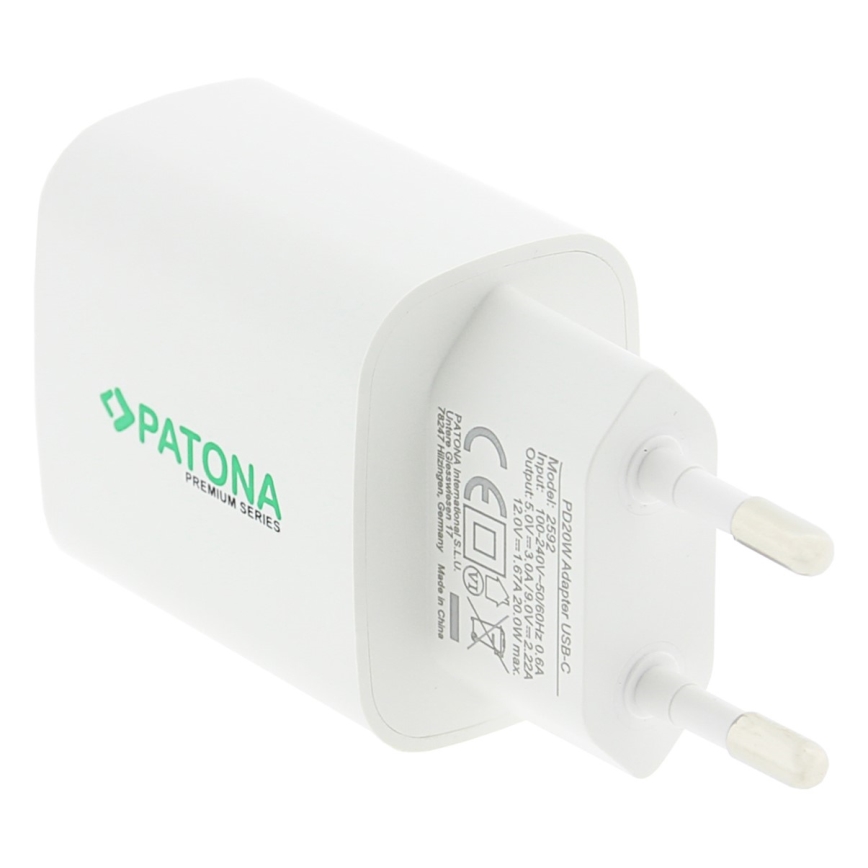 PATONA - Lādēšanas adapteris USB-C Power delivery 20W/230V balta