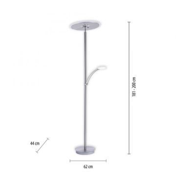 Paul Neuhaus 673-55 - LED Aptumšojama grīdas lampa ARTUR 2xLED/21W/230V+1xLED/6W hroma