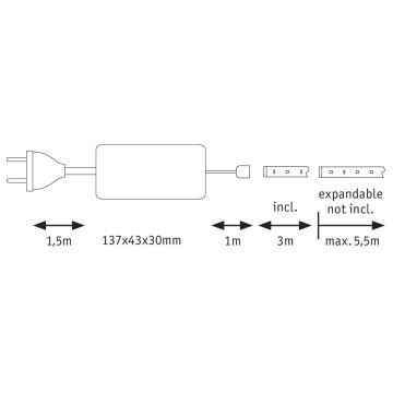 Paulmann 70666 - LED/20W IP44 Bathroom josla MAXLED 3m 230V