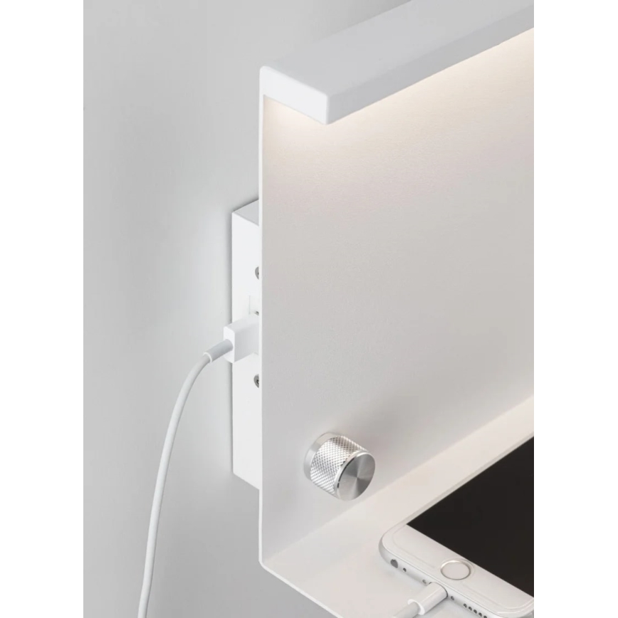 Paulmann 78916 - LED/4,5W Aptumšojama lampa ar plauktu un USB JARINA 230V balta