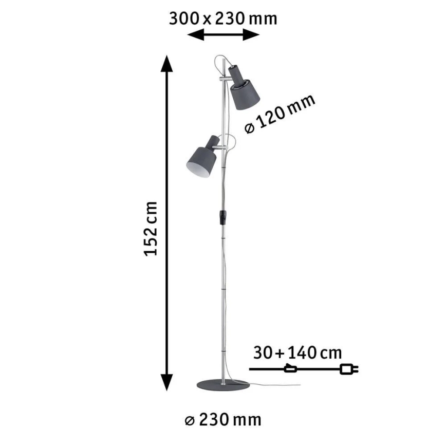 Paulmann 79690 - 2xE14/20W Grīdas stāvlampa NEORDIC HALDAR 230V