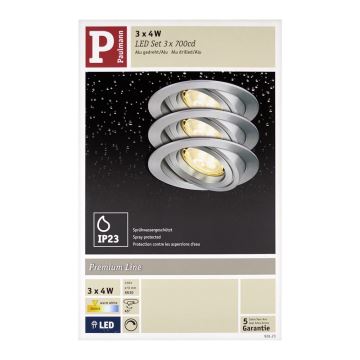 Paulmann 92623 - KOMPLEKTS 3xLED-GU10/4W Aptumšojama vannas istabas piekaramo griestu lampa PREMIUM 230V