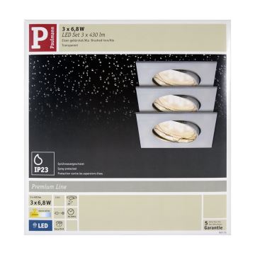 Paulmann 92773 - KOMPLEKTS 3x LED Vannas istabas iegremdēta lampa COIN LED/6,8W/230V