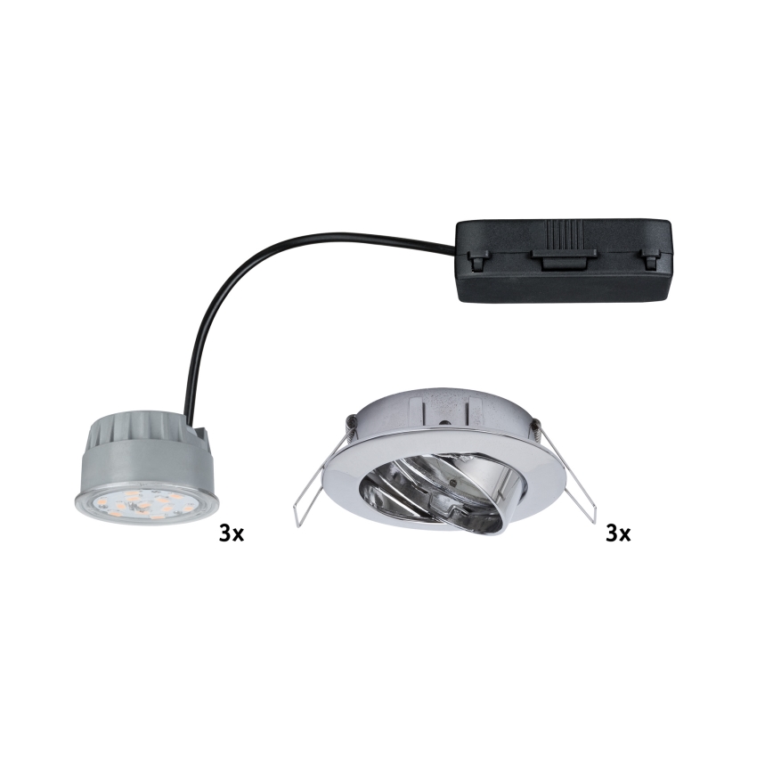 Paulmann 92821 - KOMPLEKTS 3x LED/7W IP23 Aptumšojama vannas istabas piekaramo griestu lampa COIN 230V