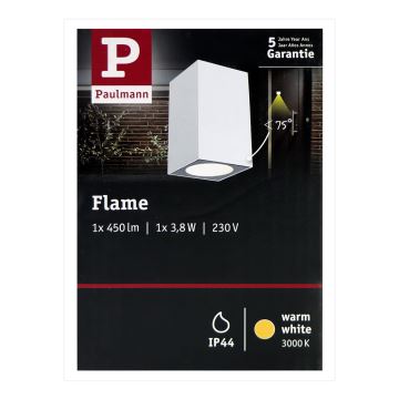 Paulmann 94329 - LED/3,8W IP44 Āra sienas gaismeklis FLAME 230V balts