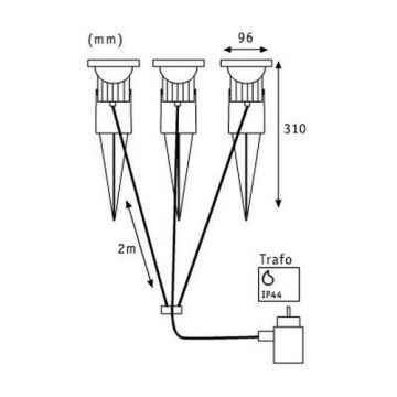 Paulmann 98845 - KOMPLEKTS 3x LED/3W IP65 Prožektora lampa GARDENSPOT 230V