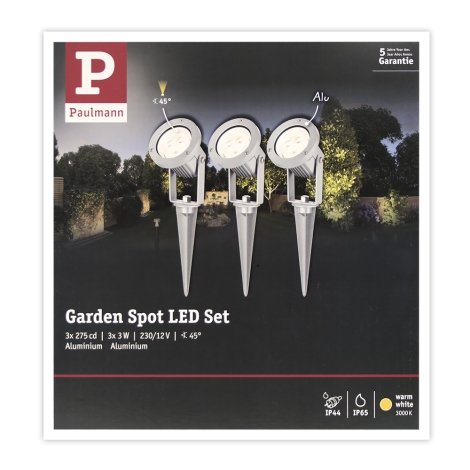 Paulmann 98845 - KOMPLEKTS 3x LED/3W IP65 Prožektora lampa GARDENSPOT 230V