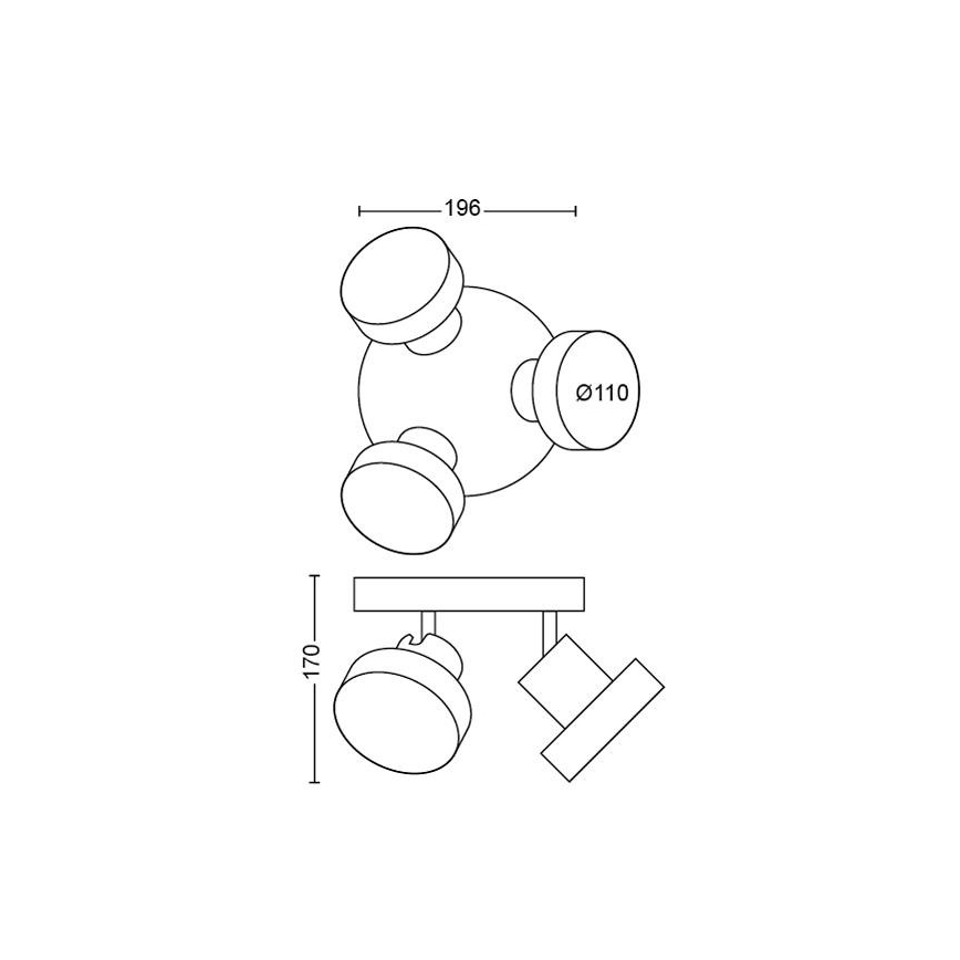 Philips 50603/30/P0 - LED Aptumšojams starmetis BUKKO 3xLED/4,3W/230V