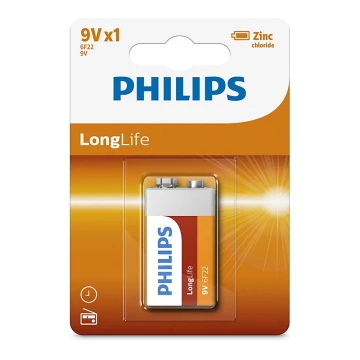 Philips 6F22L1B/10 - Cinka hlorīda baterija 6F22 LONGLIFE 9V 150mAh