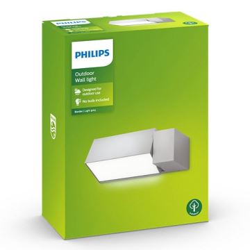 Philips - Āra sienas gaismeklis BORDER 1xE27/23W/230V IP44 pelēks