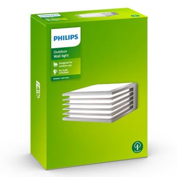 Philips - Āra sienas gaismeklis SHADES 1xE27/15W/230V IP44 pelēks