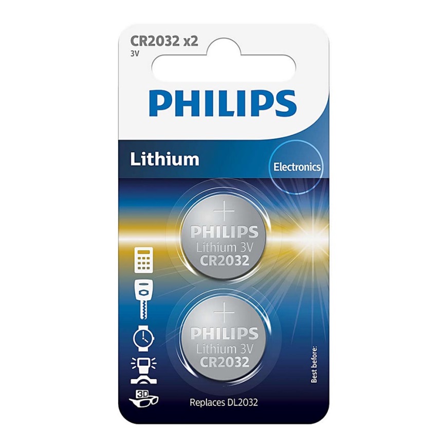 Philips CR2032P2/01B - 2 gab Litija pogas tipa baterija CR2032 MINICELLS 3V 240mAh