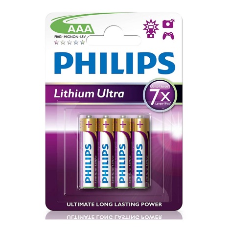 Philips FR03LB4A/10 - 4 gab Litija baterija AAA LITHIUM ULTRA 1,5V 800mAh