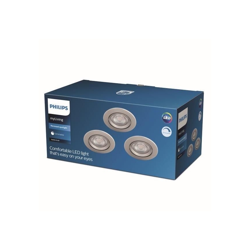 Philips - KOMPLEKTS 3x Aptumšojams iebgremdējams gaismeklis LED/5W/230V 2700K