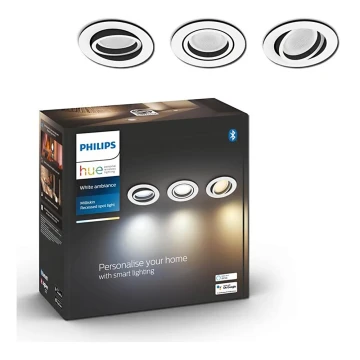 Philips - KOMPLEKTS 3x LED Aptumšojams iegremdēts gaismeklis Hue MILLISKIN 1xGU10/5,7W/230V 2200-6500K