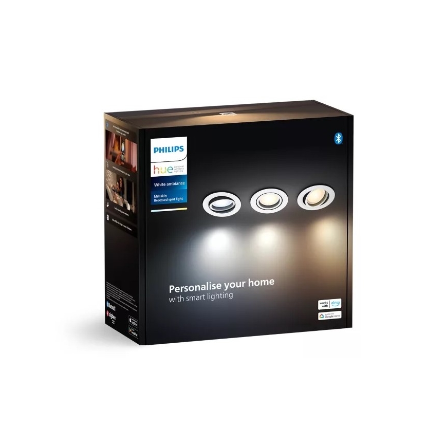 Philips - KOMPLEKTS 3x LED Aptumšojama iegremdējama lampa Hue MILLISKIN 1xGU10/4,2W/230 2200-6500K