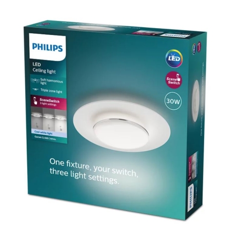 Philips- LED Aptumšojama griestu lampa SCENE SWITCH LED/30W/230V 4000K sudraba