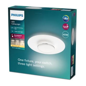 Philips- LED Aptumšojama griestu lampa SCENE SWITCH LED/40W/230V 2700K sudraba