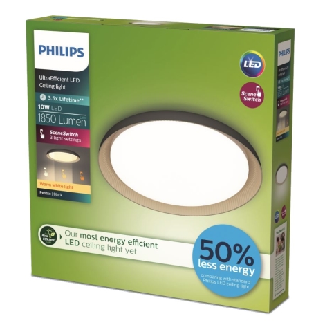 Philips - LED Aptumšojama griestu lampa PEBBLO SCENE SWITCH LED/10W/230V 2700K melna
