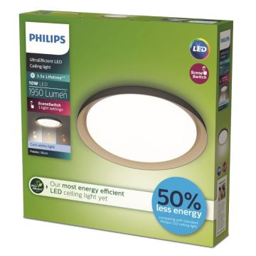 Philips - LED Aptumšojama griestu lampa PEBBLO SCENE SWITCH LED/10W/230V 4000K melna