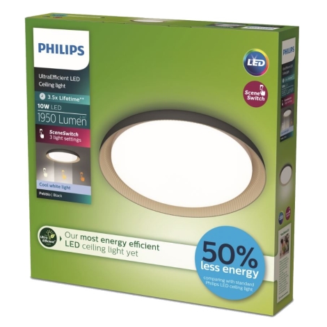 Philips - LED Aptumšojama griestu lampa PEBBLO SCENE SWITCH LED/10W/230V 4000K melna