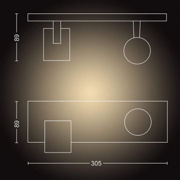 Philips - LED Aptumšojams starmetis Hue RUNNER 2xGU10/4,2W/230V 2200-6500K + tālvadības pults balta