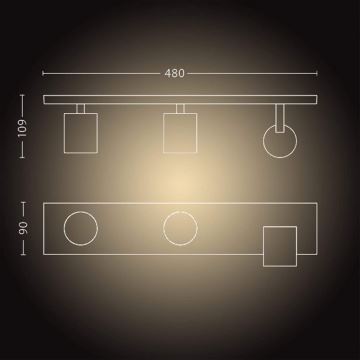 Philips - LED Aptumšojams starmetis Hue RUNNER 3xGU10/4,2W/230V 2200-6500K + tālvadības pults balta