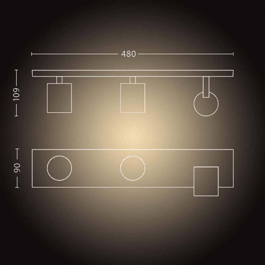 Philips - LED Aptumšojams starmetis Hue RUNNER 3xGU10/4,2W/230V 2200-6500K + tālvadības pults balta