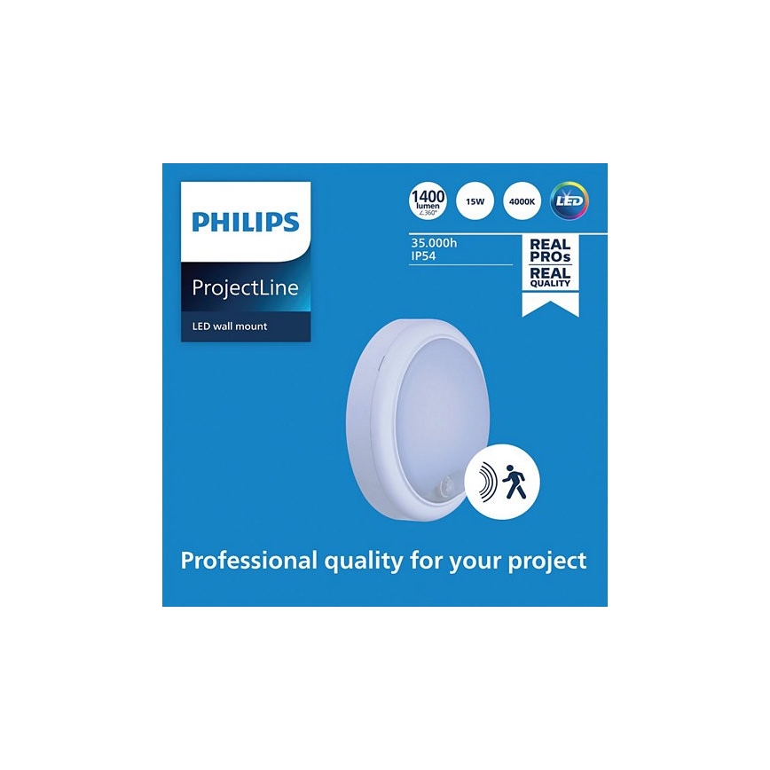 Philips - LED Sienas lampa ar sensoru PROJECTLINE LED/15W/230V IP54