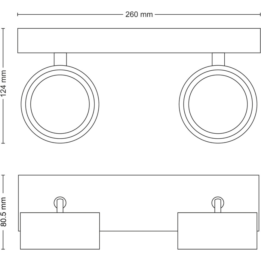 Philips - LED Starmetis 2xLED/5,5W/230V melna