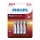 Philips LR03P4B/10 - 4 gab Alkaline baterija AAA POWER ALKALINE 1,5V 1150mAh